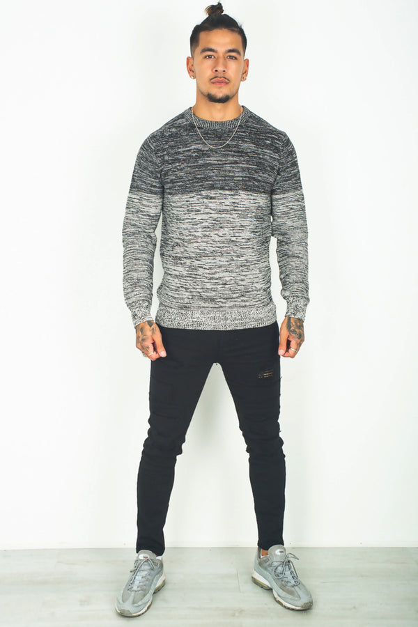 Mens Black Double Tone Jumper