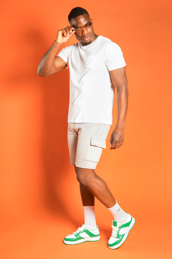 Mens Grey Cargo Sweat Shorts