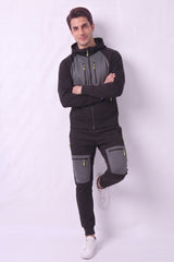 Men's Black Panelled Hoodie & Joggers Tracksuit Set - Jack