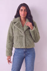 Sage Faux Fur Soft Plush Cropped Jacket - Charlotte