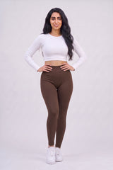 Brown Soft Fleece High Rise Leggings – Lily