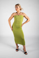 Green Midi 90s Bandeau Dress