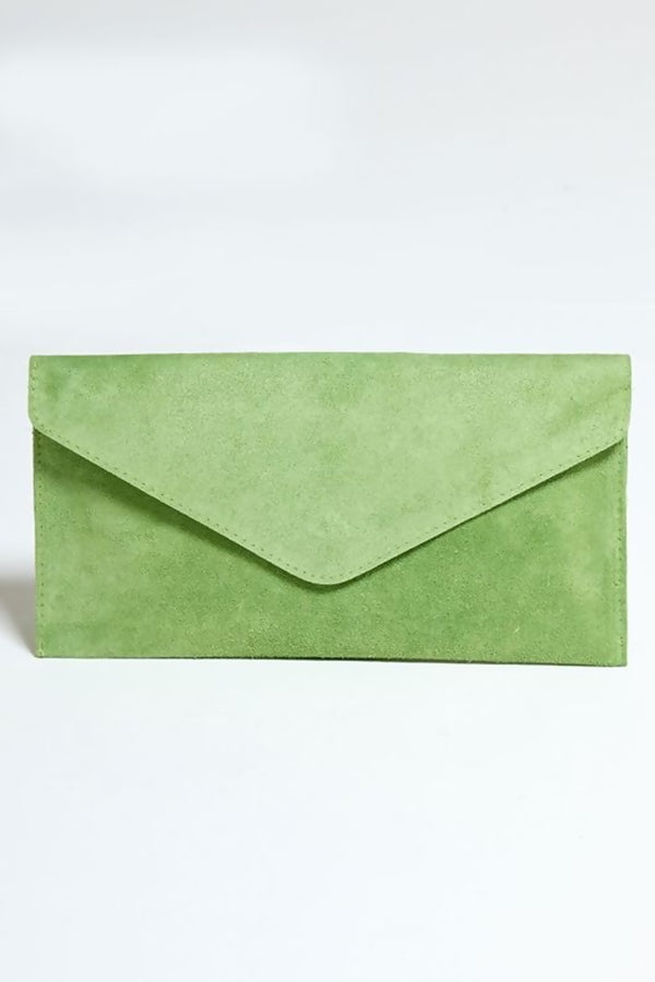 Fuchsia Suede Leather Luxe Clutch Bag