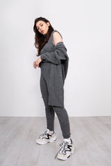 Dark Grey 3 Piece Knitted Roll Neck Lounge Set