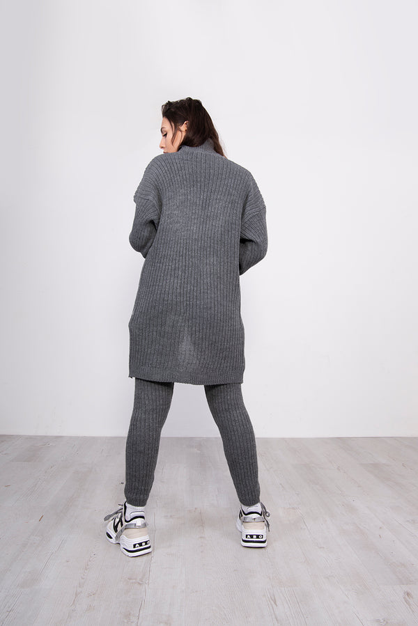 Dark Grey 3 Piece Knitted Roll Neck Lounge Set
