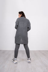 Dark Grey 3 Piece Knitted Roll Neck Lounge Set
