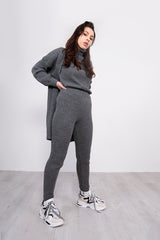 Dark Grey 3 Piece Knitted Roll Neck Lounge Set