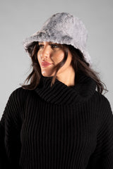 Grey Faux Fur Bucket Hat