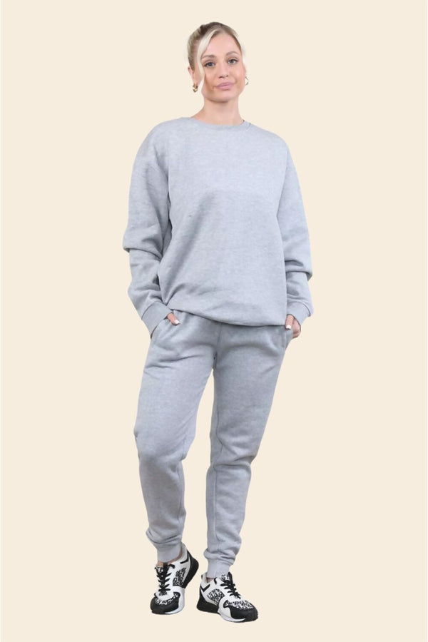 Grey Fleece Oversize Pullover Tracksuit