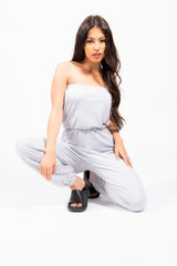 Grey Bandeau Lounge Jumpsuit 