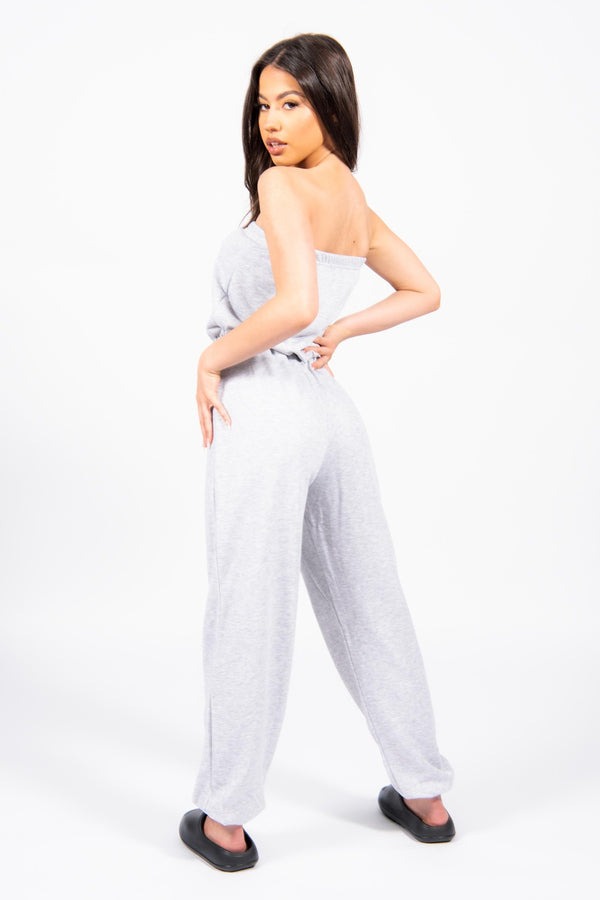 Grey Bandeau Lounge Jumpsuit 