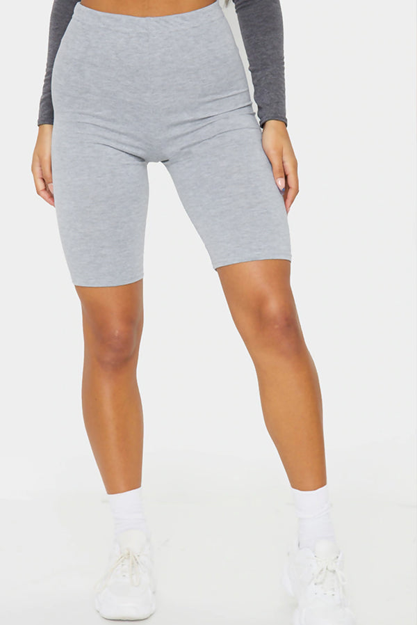 Grey Marl Basic High Waisted Cycle Shorts