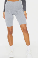 Grey Marl Basic High Waisted Cycle Shorts