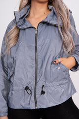 Grey Hooded Waterproof Festival jacket