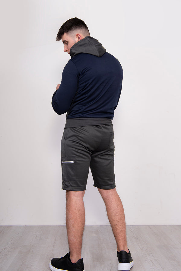 Mens Navy Two Tone Half Zip Short Set