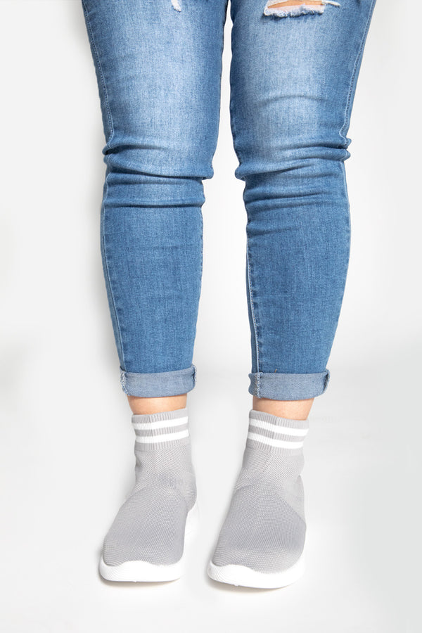 Grey Stripe Sock Trainer