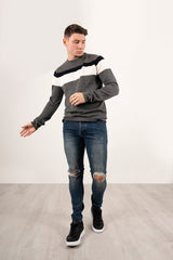 Mens Grey Lese Cotton Crew Neck Jumper
