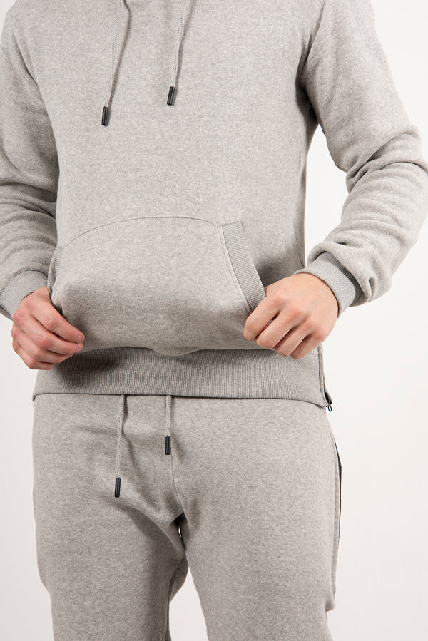 Mens Grey Side Zip Detail Hooded Tracksuit