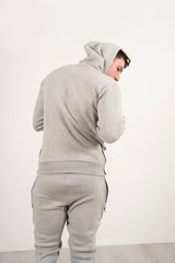 Mens Grey Side Zip Detail Hooded Tracksuit