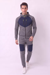 Men's Slate Grey Panelled Hoodie & Joggers Tracksuit Set - Jack