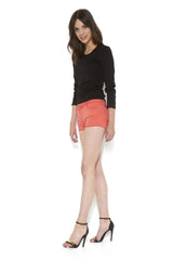 Women Plain Coral Shorts