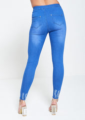 Light Denim High Waist Frayed Hem Jeans
