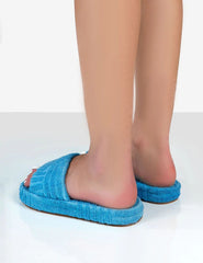  Blue Towelling Slippers