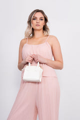 Pink Pleated Cami Frill Jumpsuit 