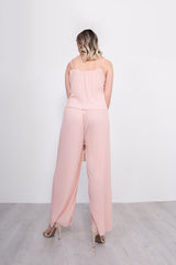 Pink Pleated Cami Frill Jumpsuit 