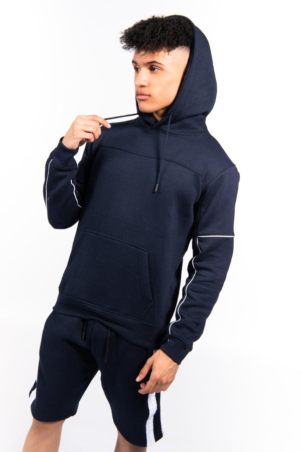 Navy Zip Detail Shorts Hoodie Set -Copy