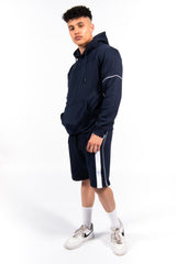 Navy Zip Detail Shorts Hoodie Set -Copy
