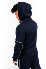 Navy Zip Detail Shorts Hoodie Set -Copy