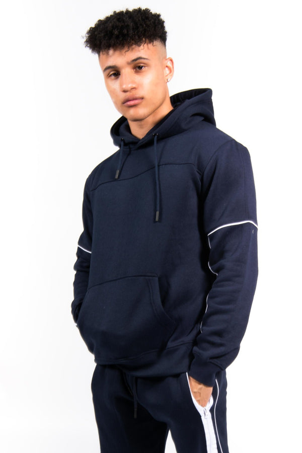 Navy Zip Detail Shorts Hoodie Set -Copy