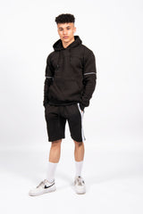 Black Zip Detail Shorts Hoodie Set