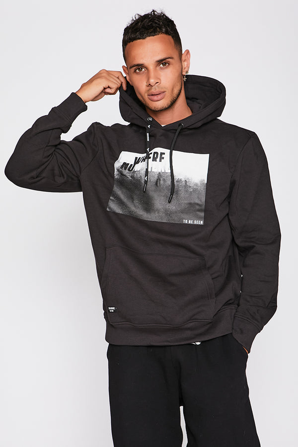 Black Graphic Print Hoody 