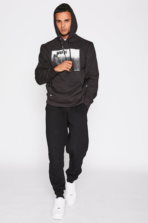Black Graphic Print Hoody 