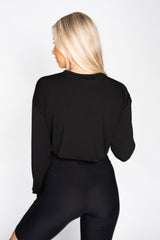 Black Cropped Oversized Sweatshirt 