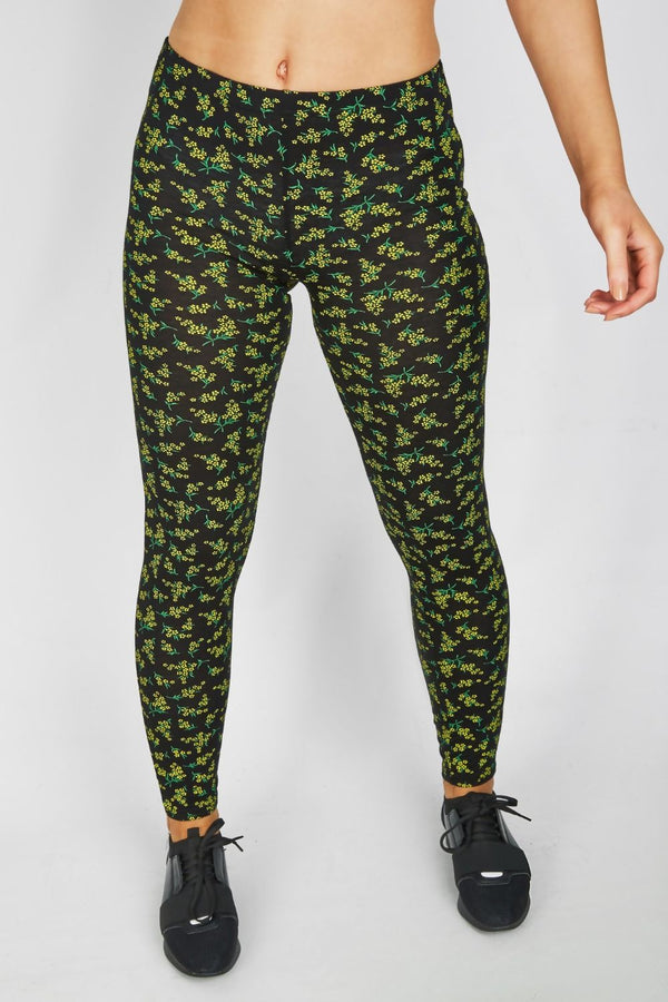 Black Flower Print Legging 