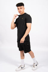 Black Henry Cotton Short Sleeve Polo Shirt 