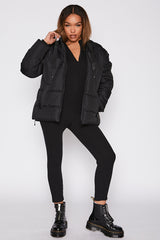Black Puffer Hooded Coat - Pre Order 