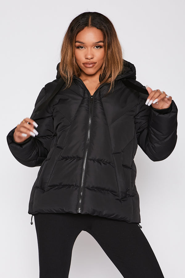 Black Puffer Hooded Coat - Pre Order 