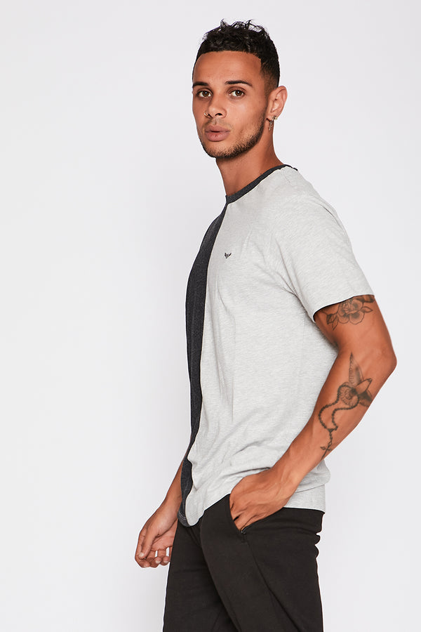 Charcoal with Grey Marl Spliced Tee 