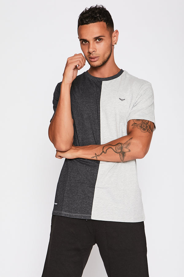 Charcoal with Grey Marl Spliced Tee 