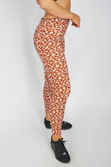 Orange Flower Printed Leggings
