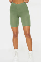 Khaki Basic High Waisted Cycle Shorts