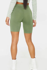 Khaki Basic High Waisted Cycle Shorts