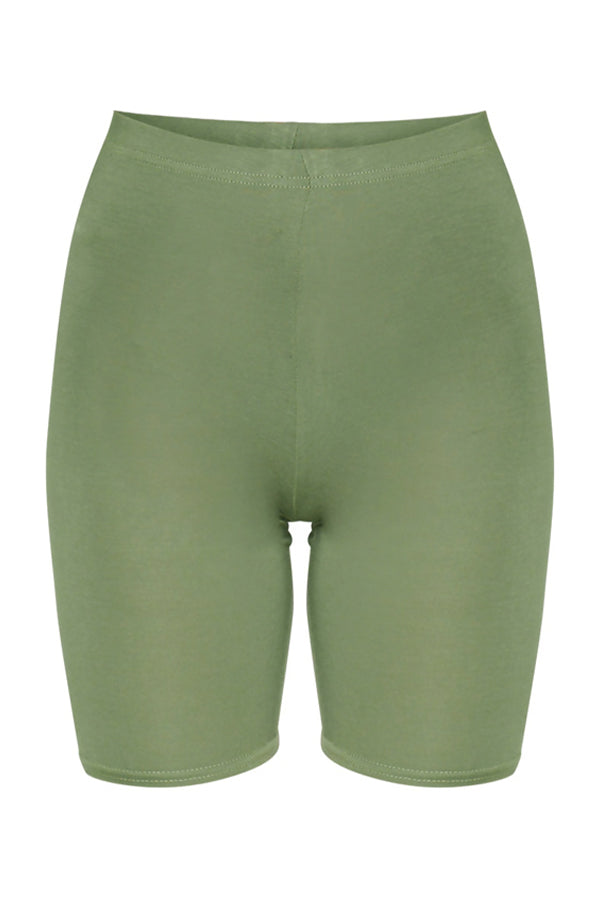 Khaki Basic High Waisted Cycle Shorts