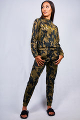 Khaki Camo Vogue Print Tracksuit Set