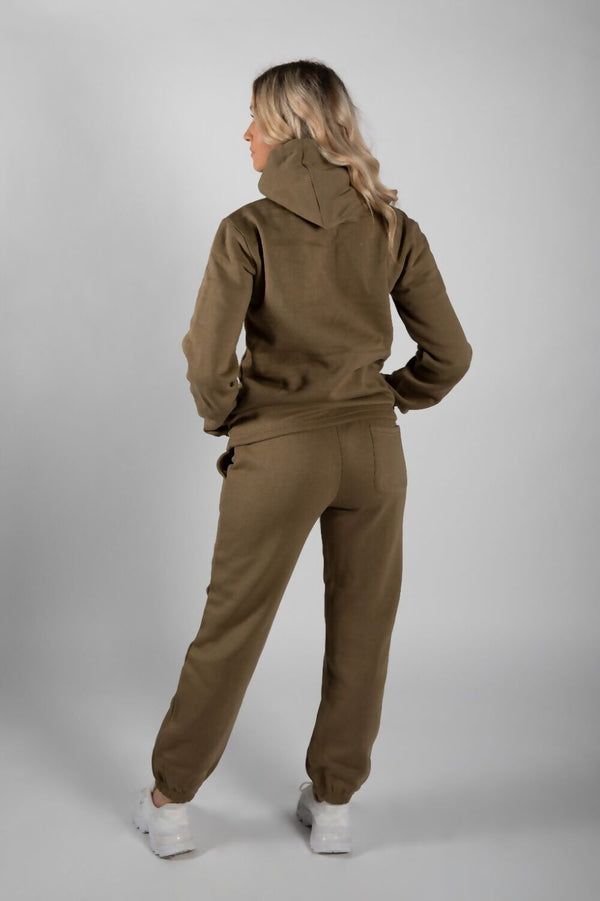 Khaki Fleece Oversize Pullover Tracksuit