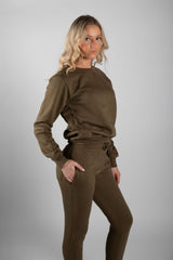 Khaki Fleece Oversize Pullover Tracksuit